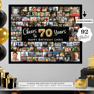 70誕生日92枚の写真ブラック金ゴールド応援から数年 ポスター