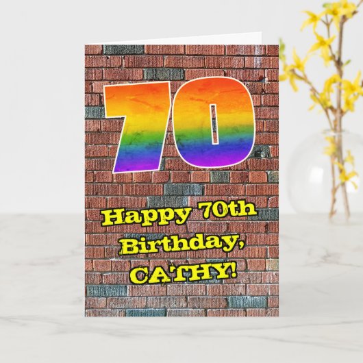 70誕生日:おもしろいグラフィティインスパイア – レボイン70 カード (黄色い花)