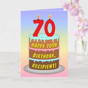 70誕生日—おもしろいケーキ&キャンドル、名前をカスタムする付き カード