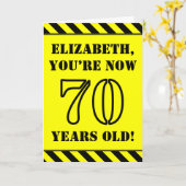 70誕生日:おもしろいステンシルスタイル文字、名前をカスタムする カード (黄色い花)