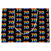 70誕生日:おもしろいレインボーイベント第70パターン ラージペーパーバッグ (正面)