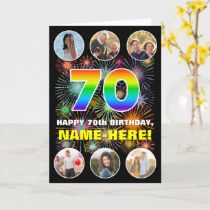 70誕生日:おもしろいレインボー#,名前をカスタムする&写真 カード
