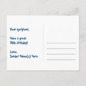 70誕生日:おもしろい星パターン，虹70，名前 ポストカード (裏面)