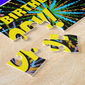 70誕生日:おもしろい、お祝カラフルい花火 ジグソーパズル (側面)