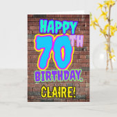 70誕生日-おもしろい、アーバングラフィティインスパイアルック カード (黄色い花)