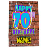 70誕生日:おもしろい、アーバングラフィティインスパイアルック ミディアムペーパーバッグ (正面)