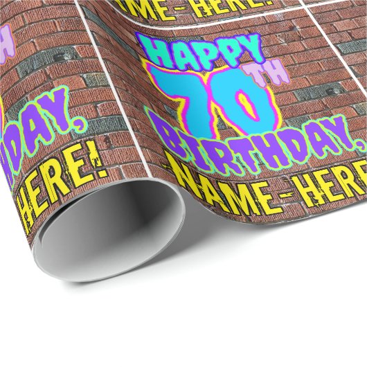 70誕生日:おもしろい、アーバングラフィティインスパイアルック ラッピングペーパー (ロールコーナー)