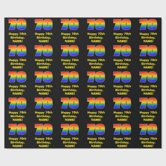 70誕生日:おもしろい、カラフルレインボーインスパイア# 70 ラッピングペーパー (シーム)