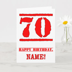 70誕生日:おもしろい、赤ゴムスタンプルックインスパイアス カード