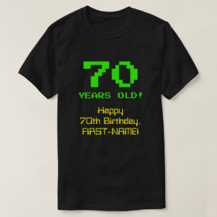 70誕生日:おもしろい, 8-bit Look, Nerdy /オタク系の"70" Tシャツ