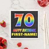70誕生日:はっきりした,おもしろい,シンプル虹, 70 スタンダードランチョンナプキン (インサイチュ)