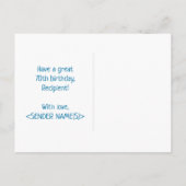 70誕生日:はっきりした,おもしろい,シンプル虹, 70 ポストカード (裏面)