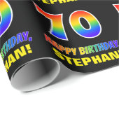 70誕生日:はっきりした,おもしろい,シンプル虹, 70 ラッピングペーパー (ロールコーナー)