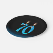 70誕生日（ろうそく火の付いた） ペーパープレート (アングル)