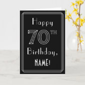 70誕生日:アールデコスタイル番号70および名前をカスタムする カード (黄色い花)