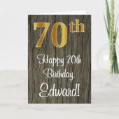 70誕生日:エレガント金ゴールドルック#、ウッフェイクド カード (正面)