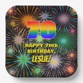 70誕生日:カラフルおもしろい祝賀花火 ペーパープレート (正面)