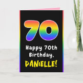 70誕生日:カラフルレインボー# 70、名前をカスタムする カード (正面)