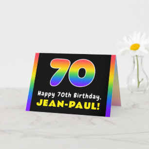 70誕生日:カラフルレインボー# 70、名前をカスタムする カード