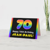 70誕生日:カラフルレインボー# 70、名前をカスタムする カード (正面)