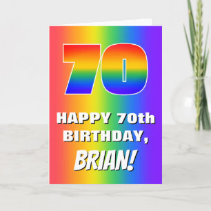 70誕生日: カラフル、おもしろいレインボーパターン# 70 カード