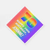 70誕生日: カラフル、おもしろいレインボーパターン# 70 スタンダードランチョンナプキン (角)