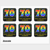 70誕生日:カラフルMusic Symbols, Rainbow 70 スクエアシール (シート)