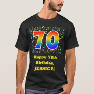 70誕生日:カラフルMusic Symbols, Rainbow 70 Tシャツ