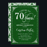 70誕生日 – グリーンダマスク 招待状<br><div class="desc">第70誕生日招待状エレガントヴィンテージ緑と白デザインダマスクパターン。機能スクリプトフォント。応援70年！どんなパーソナライズされた時代にも入る！メッセージもしの詳細なカスタマイズが必要。</div>