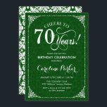 70誕生日 – グリーンダマスク 招待状<br><div class="desc">第70誕生日招待状エレガントヴィンテージ緑と白デザインダマスクパターン。機能スクリプトフォント。応援70年！どんなパーソナライズされた時代にも入る！メッセージもしの詳細なカスタマイズが必要。</div>