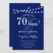 70誕生日 – ネイビーブルーホワイト 招待状 (正面/裏面)