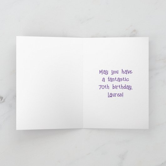 70誕生日:フローラ花数名前をカスタムする カード (内部)
