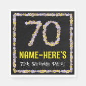 70誕生日:フローラ花数名前をカスタムする スタンダードランチョンナプキン (正面)