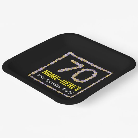 70誕生日:フローラ花数名前をカスタムする ペーパープレート (傾斜あり)