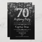 70誕生日 – ブラックシルバー 招待状 (正面/裏面)