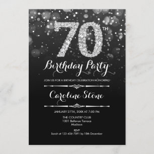 70誕生日 – ブラックシルバー 招待状