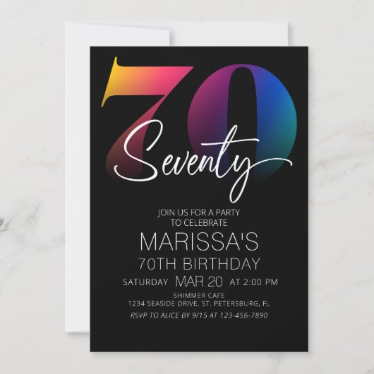70誕生日 モダン 招待状 (正面)