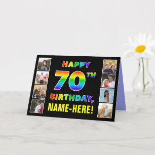 70誕生日:レインボー文字カスタム、写真&名前 カード