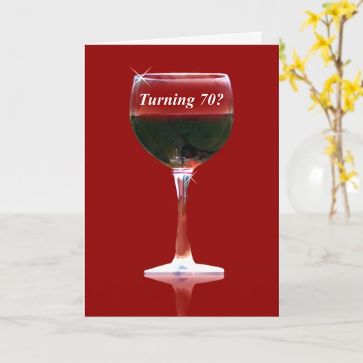 70誕生日(ワインとおもしろい) カード (黄色い花)