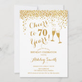 70誕生日-応援から70年金ゴールド白 招待状 (正面)