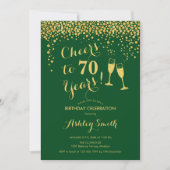70誕生日-応援から70年金ゴールド緑 招待状 (正面)