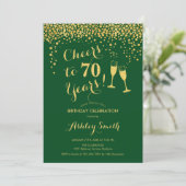 70誕生日-応援から70年金ゴールド緑 招待状 (スタンド正面)