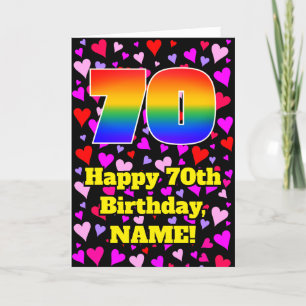 70誕生日:愛するハートパターン、虹# 70 カード