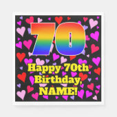 70誕生日：愛するハートパターン、虹# 70 スタンダードランチョンナプキン (正面)