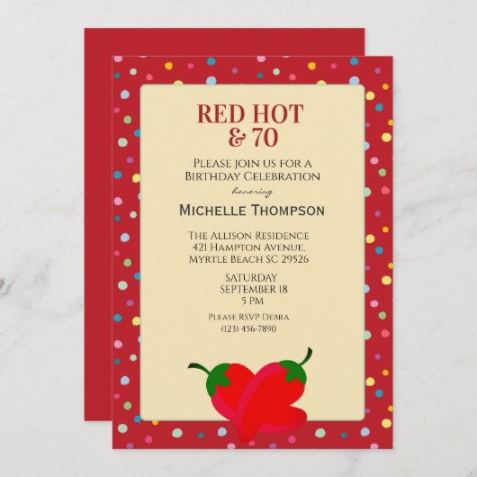 70誕生日 招待状 (正面/裏面)