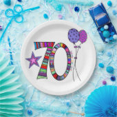 70誕生日。第カラフル70日 ペーパープレート (パーティー)