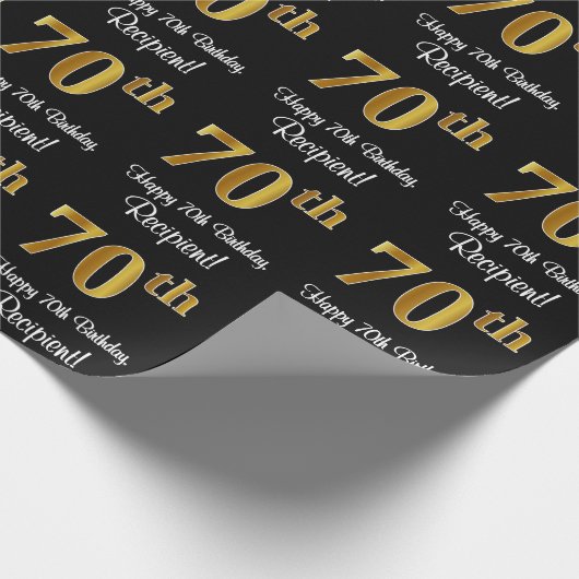 70誕生日:豪華エレガントなフェイク金ゴールドルック# ラッピングペーパー (角)