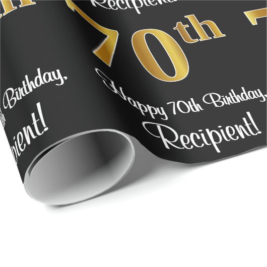 70誕生日:豪華エレガントなフェイク金ゴールドルック# ラッピングペーパー (ロールコーナー)