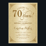 70誕生日-金ゴールドダマスク 招待状<br><div class="desc">70誕生日招待状。ヴィンテージエレガントフェイク金ゴールドデザインとダマスクパターン機能スクリプトフォント。応援70年！どんなパーソナライズされた時代にも入る！メッセージもしの詳細なカスタマイズが必要。</div>
