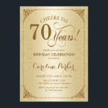 70誕生日-金ゴールドダマスク 招待状<br><div class="desc">70誕生日招待状。ヴィンテージエレガントフェイク金ゴールドデザインとダマスクパターン機能スクリプトフォント。応援70年！どんなパーソナライズされた時代にも入る！メッセージもしの詳細なカスタマイズが必要。</div>
